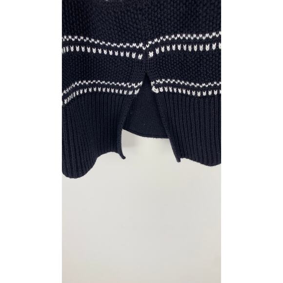 Vince Tunic Sweater Cotton Womens Size Small Black White Flawed Knit V Neck - Picture 4 of 8